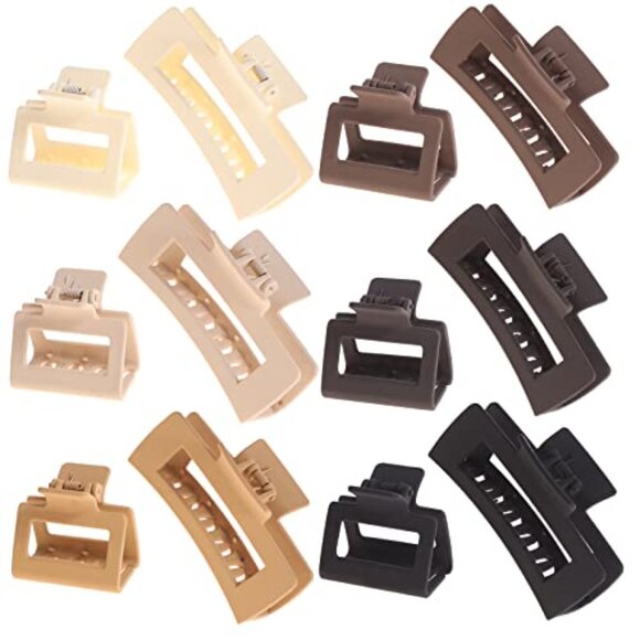 12 Pack Square Claw Hair Clips, Large & Small, Non-Slip Matte Finish - Picture 2 of 7